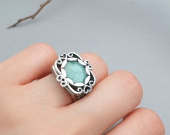 Silver craft gemstone Ring by NASCHENKA • Your size Gemstone Ring •  Hanbok ring • Best Gift • Anniversary Gift  • Korea ring
