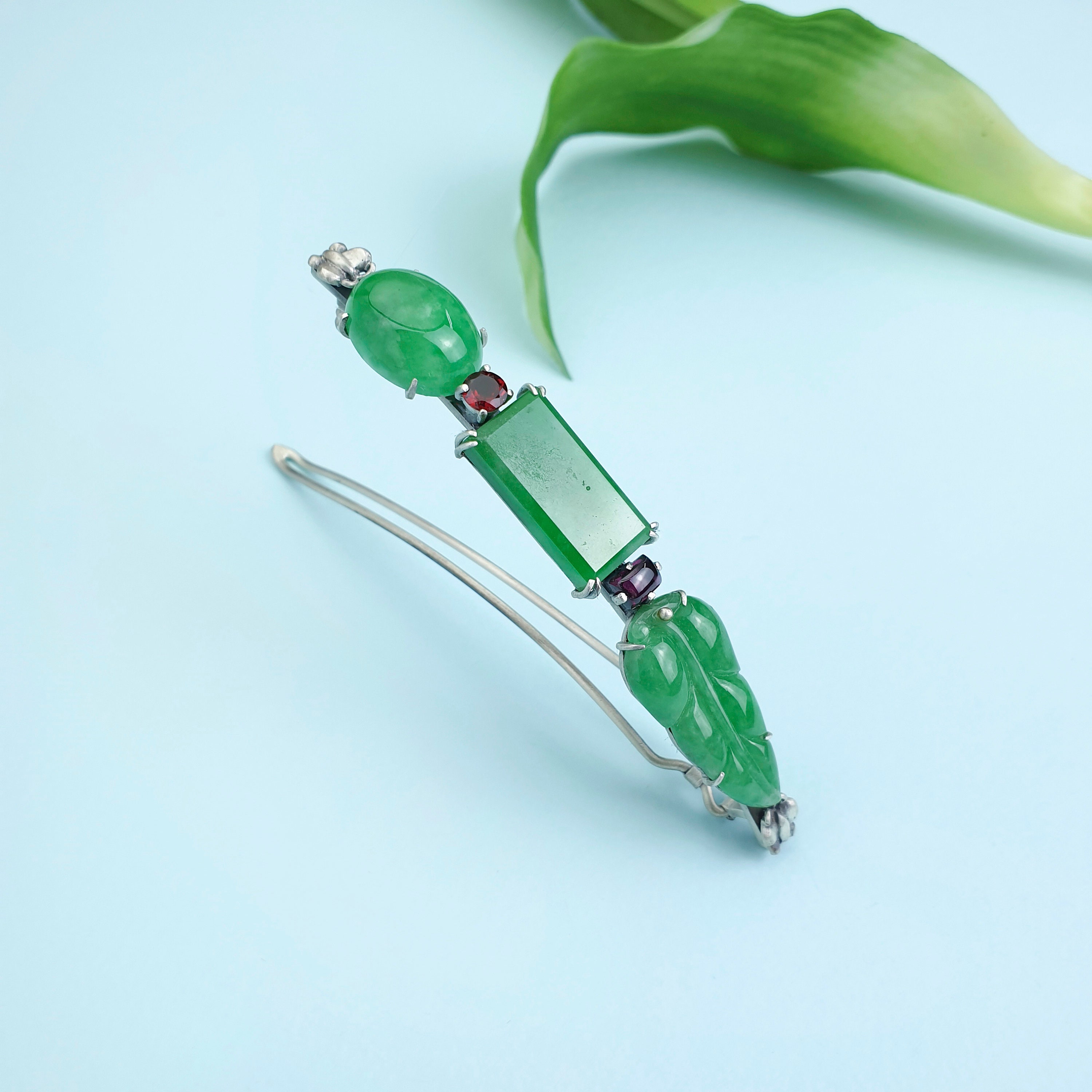 Green jade hair pin natural hair clip art green hair Etsy