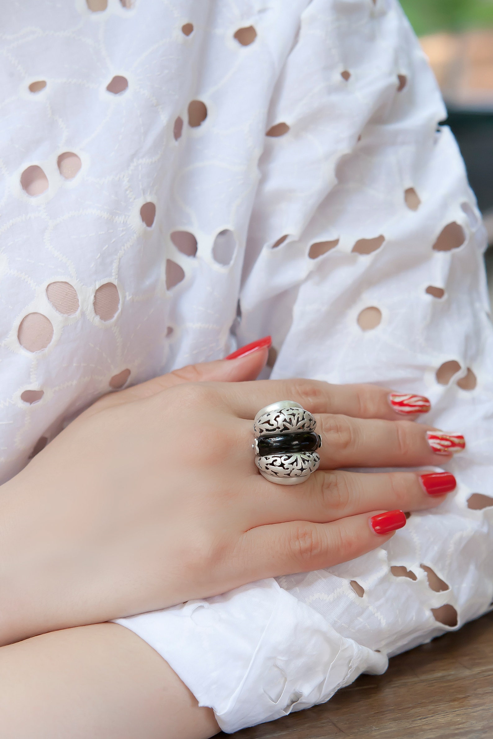 Rings Korean fashion silver handmade ring for woman jade Etsy
