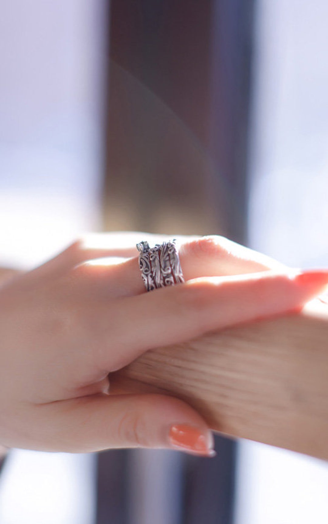 Unique Korean Ring Set: Hand-drawn Designs and Handcrafted Four-piece ...