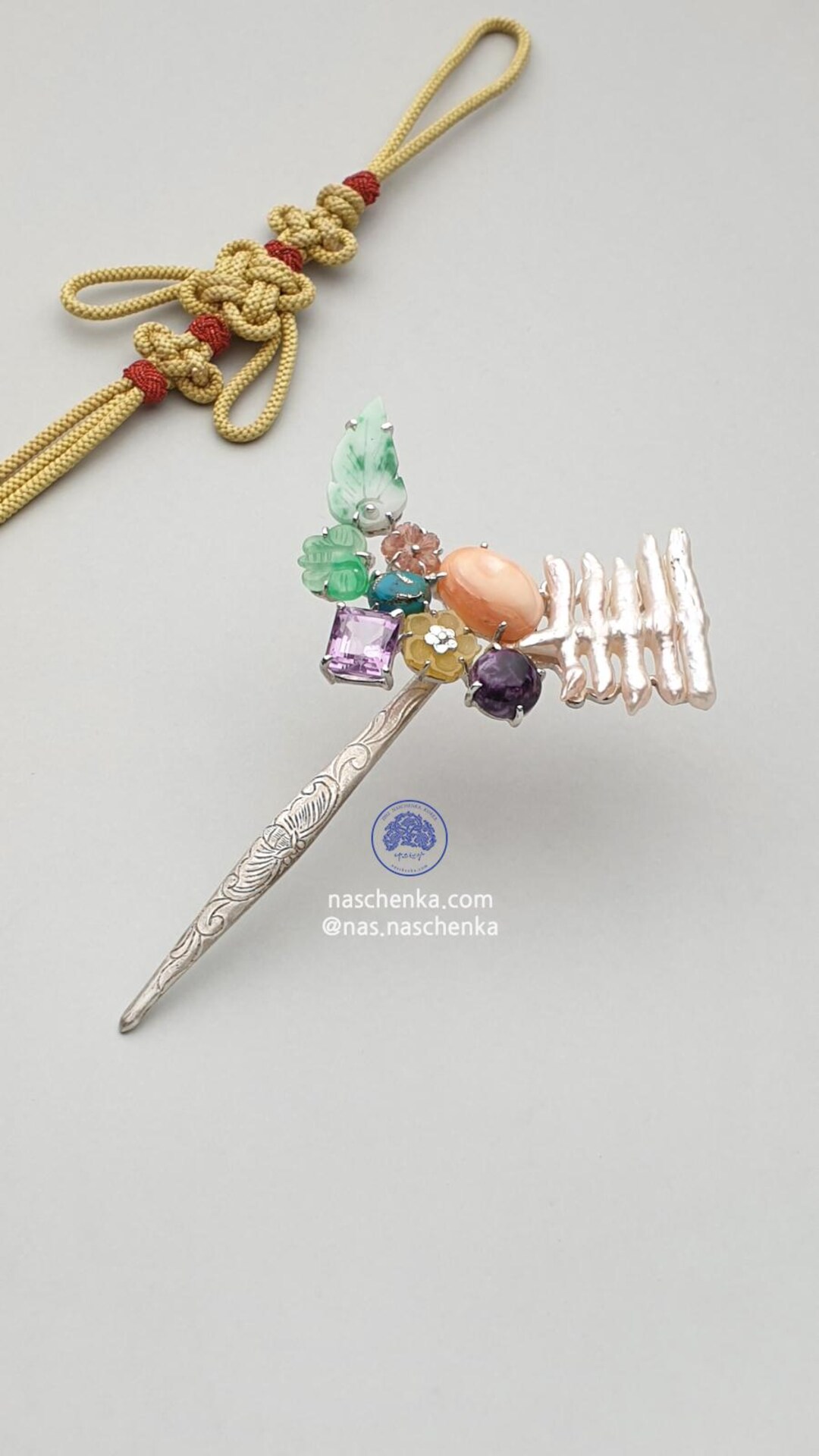 Korean Hair Pin Korean Hair Stick Silver Pin With Gemstones Baroque Korean Hair Pin Korean Hair Stick Silver Pin With Gemstones Baroque