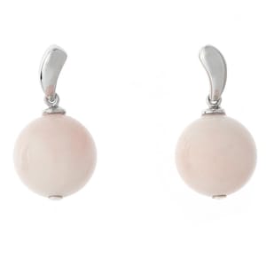 Authentic Angel Skin 12 mm Coral Earrings with 14K Gold Post and Sterling Silver Artisan Setting – Dangle Design