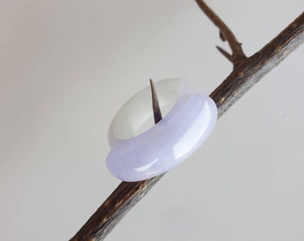 The art of Korea Handmade Purple Natural Jade Ring, Sterling Silver Wide Band