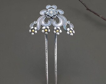 Sterling silver hair stick, korean hair stick for hanbok binyeo, silver hair pin , Korean Anniversary gifts, korean hanbok hair stick 뒤꽂이