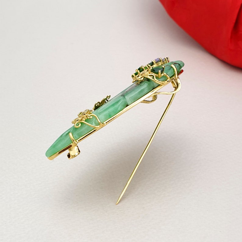 Seoul Natural gemstone Silver Brooch, Traditional Korean brooch, Modern Handmade Hanbok Accessory, image 4