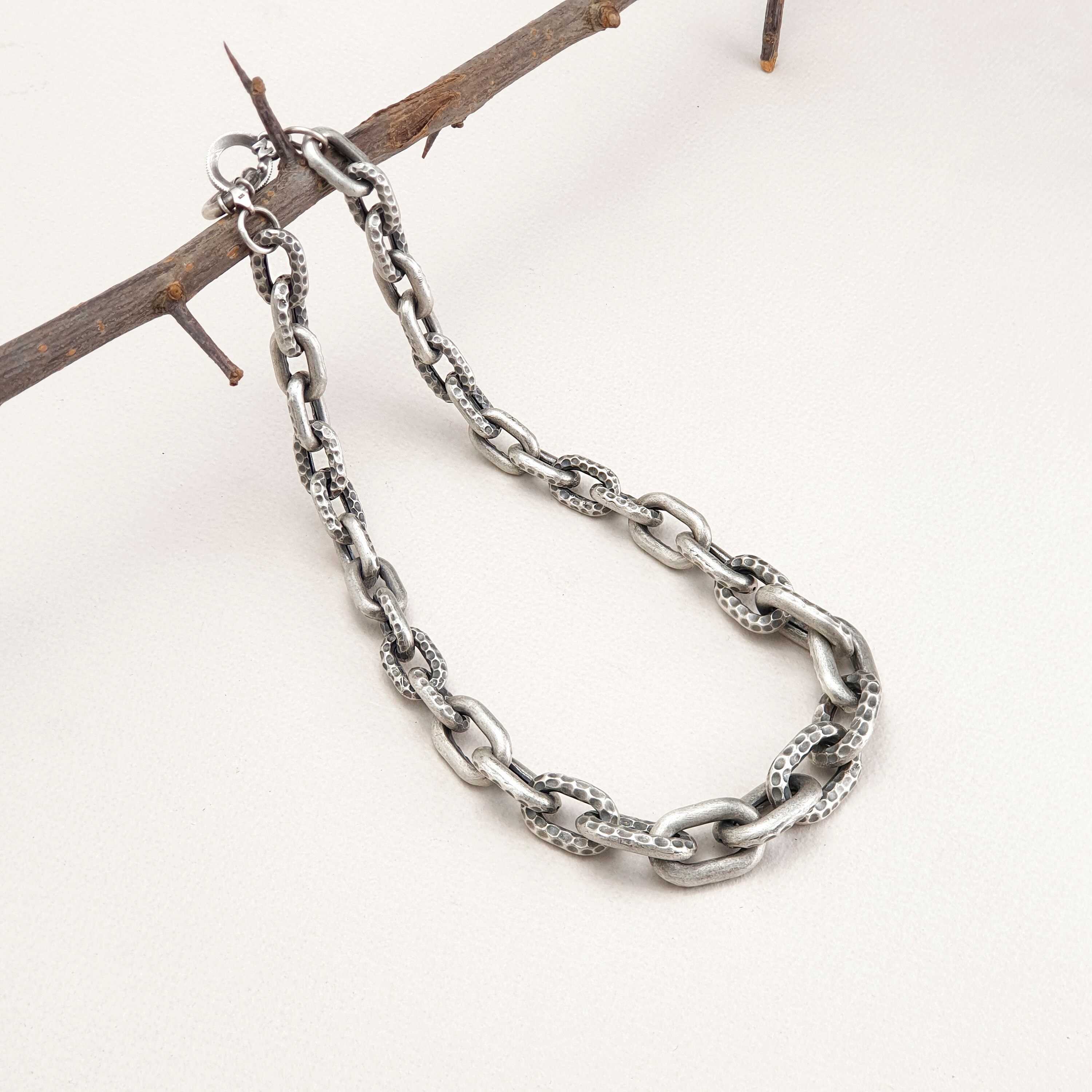 Korean Silver Chain Necklace, Seoul Artisan Jewelry, Chunky