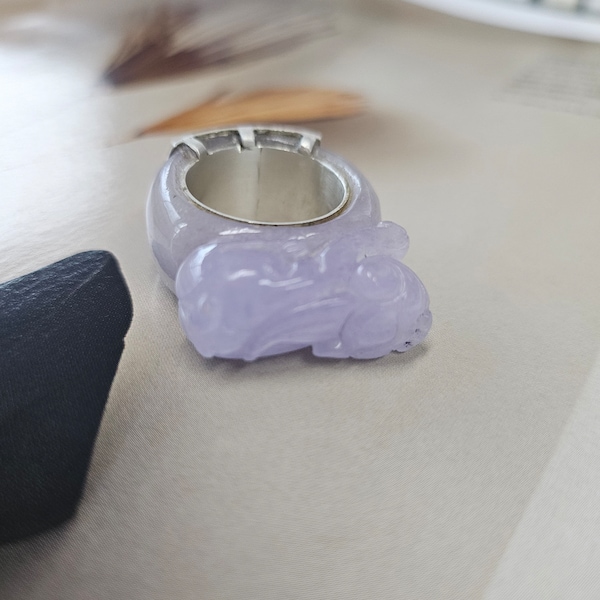 US 5.5 - Natural Purple jade band ring silver Seoul NASCHENKA