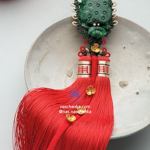 LIMITED Korean Silk Jade Norigae - High quality Korean Traditional Handmade Triple Silk NASCHENKA Tassel Hanbok Accessory Luck