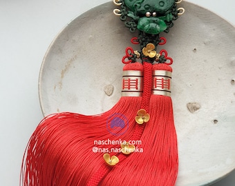 Real Silk Norigae Tassel | Korean Natural Jade Hanbok Accessory