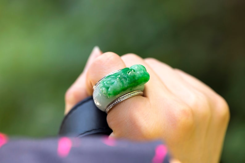 rings Genuine Green Jade Band hanbok jade Ring Super sale korean store