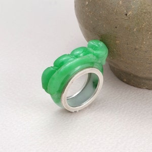Green jade band ring, jade rings, korean hanbok ring,  jade ring, korean jewelry, hanbok women, korean handmade jewelry, green band ring