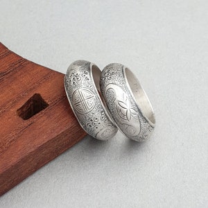 Seoul NASCHENKA Traditional Korean Hanbok silver rings set accessories Korean jewelry for women mens moms gift bridal wedding band ring gift