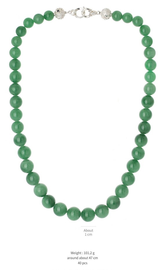 Seoul Korea Jewelry Necklace Jade Bead Necklace Vintage Jade