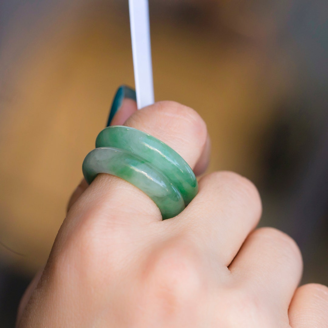 Jade Ring Green Jade Twin Ring US 7 Mr Queen Etsy