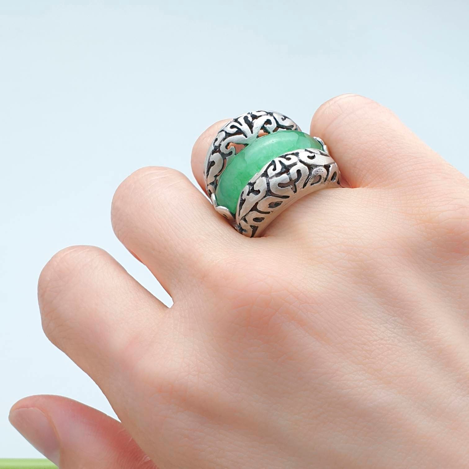Silver Stone Ring by NASCHENKA Your Size Gemstone Ring Best Friend