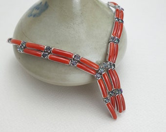 Handmade Coral Necklace, Sterling Silver, Korean Jewelry