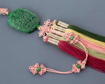 Real Silk Norigae Tassel | Korean Jade Hanbok Accessory, Traditional Knot Decor