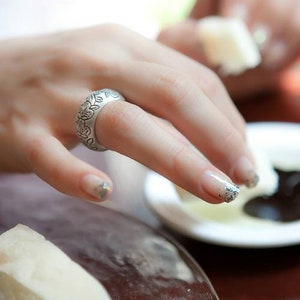 Silver craft gemstone Ring by NASCHENKA • Your size Gemstone Ring •  Hanbok ring • Best Gift • Anniversary Gift  • Korea ring •