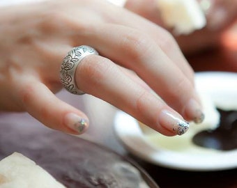 Silver craft gemstone Ring by NASCHENKA • Your size Gemstone Ring •  Hanbok ring • Best Gift • Anniversary Gift  • Korea ring •