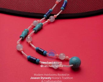 The art of Korea NASCHENKA Saja K-Gat Strap Necklace, 925 Sterling, Dual Ring Ends, Convertible Korean Jewelry