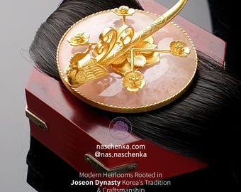 Traditional Korean Cheopji Hairpin – Sterling Silver Hanbok Tiara