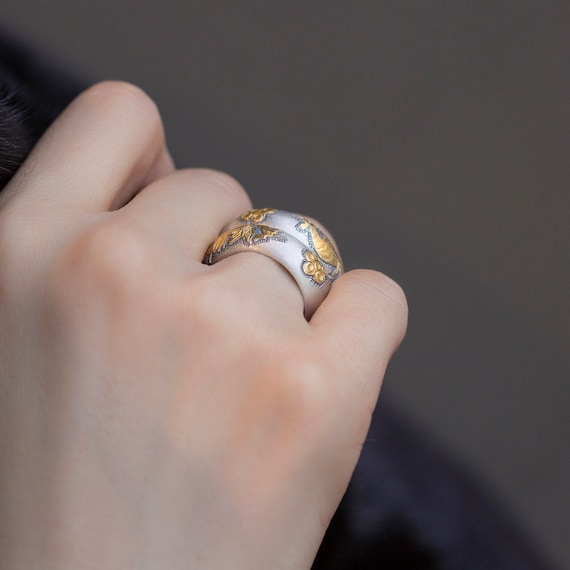 Conjunto de anillos de boda coreanos de Seul NASCHENKA conjunto de anillos de plata Hanbok coreano tradicional joyeria para mujeres anillo de boda regalo Etsy Espana