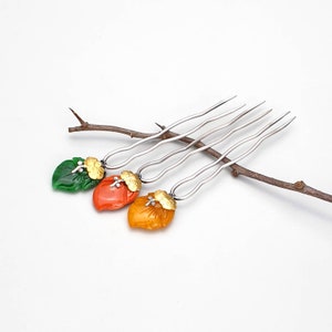 traditional Korean accessories Joseon hairpin Korean hair pin , Traditional Korean Hair , Natural yellow coral jade hair hanbok stick silver Bild 3