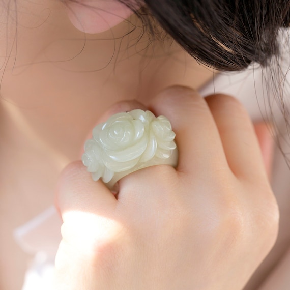 Yokdee Jewellery - A new look for our signature Joseon Dynasty Sakura Ring  Band. The style of this ring has just been elevated with more details.  Sakura flower with branches, jadeite mount