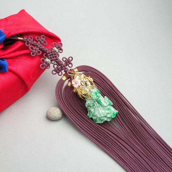 Korea Norigae (노리개) Silk 노리개 Traditional Hanbok Natural Jade