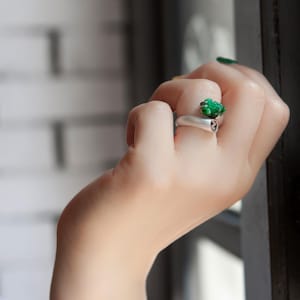 Sterling Silver Gemstone Ring – NASCHENKA Handmade Silver craft Korean Jewelry, Traditional Jade Coral Amber Design