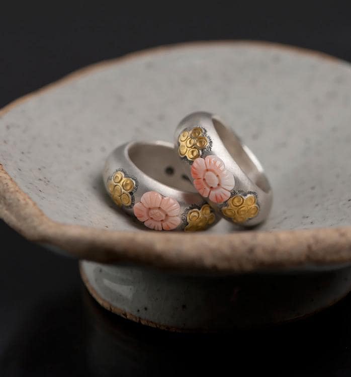 Traditional Korean Silver Band Ring with 24K Gold Keumboo Detail
