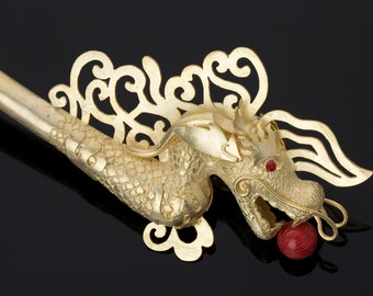 Korean Dragon Binyeo Hair Stick - Sterling Silver, Handmade