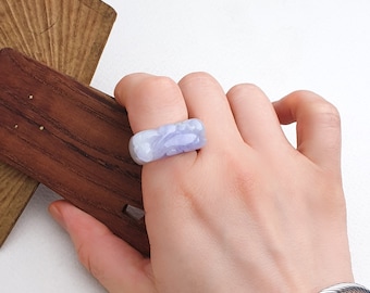 Lavender Jadeite Statement Ring, Handmade Gemstone