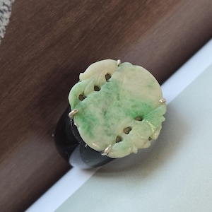 US 5 - Natural jade ring, jade agate hanbok ring ,Stone Jewelry korea hanbok ring authentic amber ring korea , Korean jewelry NASCHENKA