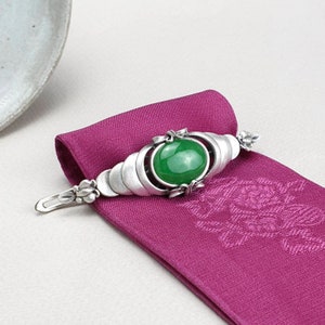 Jade and silver Premium Sterling Silver and Jade Snap Hairpin – Handmade, Secure Hold, Unmatched Quality from Korea