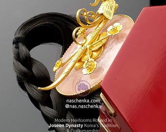 Traditional Korean Cheopji Hairpin – Sterling Silver Hanbok Tiara