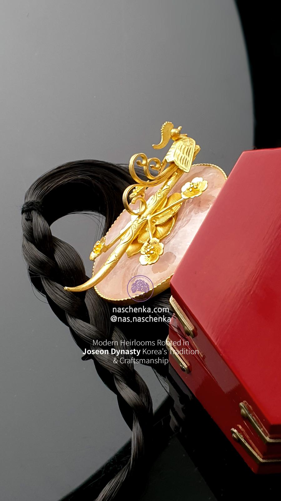 ヘアアクセサリー kiiroiusagi Traditional Korean Cheopji Hairpin – Sterling Silver Hanbok Tiara