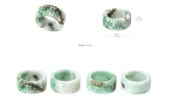 Seoul Natural Jade Ring, Korean Hanbok Inspired, Green Jade Band