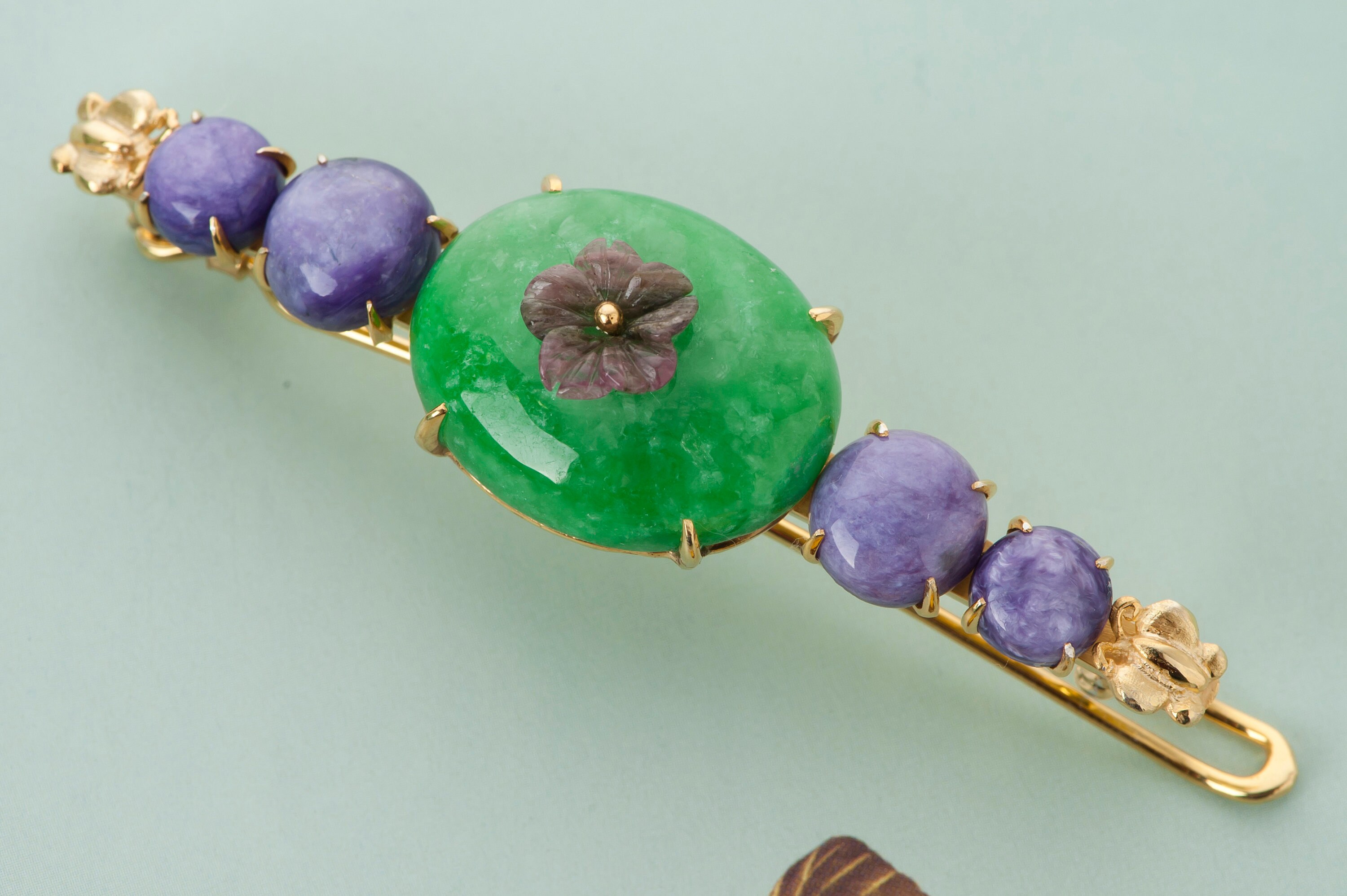 Hair pin jade green purple pin green jade jade hair Etsy