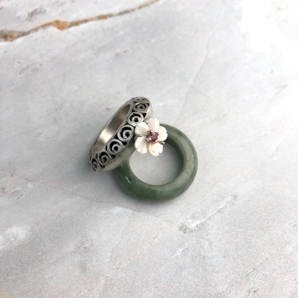 Antique silver ring rings jade ring korean propose ring Etsy