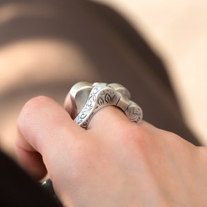 Korean silver vintage ring, hanbok ring,  twin rings, Korean propose ring, wedding ring Korean jewelry 925 sterling silver handcraft ring