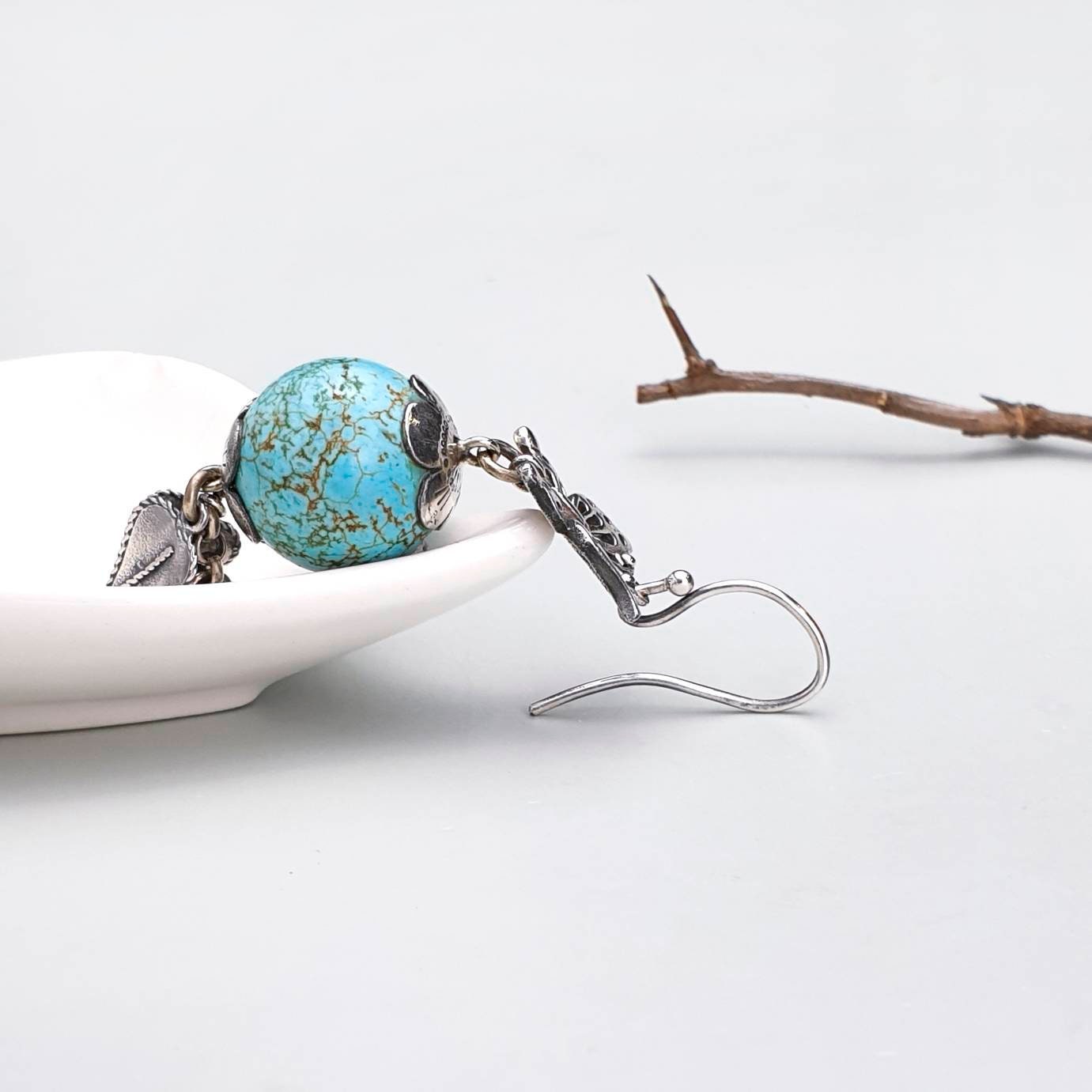 Korean drama earring sterling silver earring blue dangle Etsy