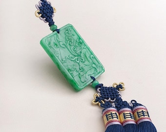 Real Silk Korean Norigae Tassel | Jade Hanbok Accessory, Traditional Knotting