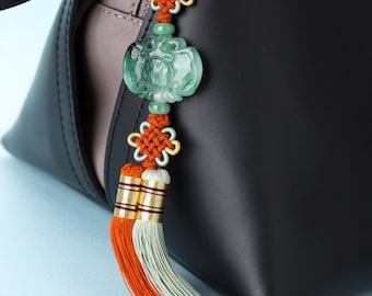 Handmade Silk Norigae Tassel: Korean Hanbok Accessory with Jade