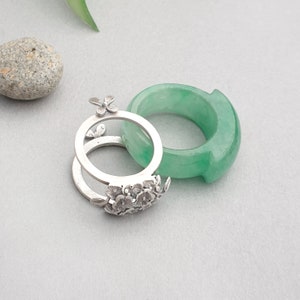 Seoul Jade Band Ring with Silver guarding ring NASCHENKA Traditional Korean Hanbok stone jade ring for women wedding band ring