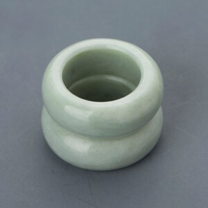 The art of Korea Korean Natural Jade Twin Rings Set, Sterling Silver Hanbok Band