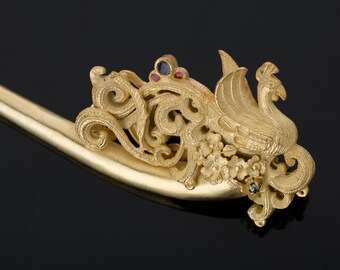 Sterling Silver Phoenix Binyeo – Korean Hairpin, Handmade Jewelry