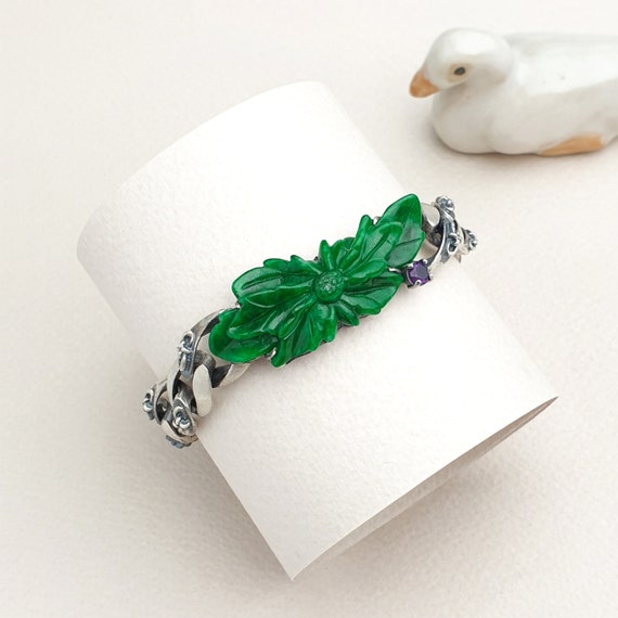 Seoul Jade Flower Bracelet Jewelry for Women Sterling Silver Bracelet Accessories Gemstone Bangle Bridal Flower Bracelet Gift for Her Etsy Canada