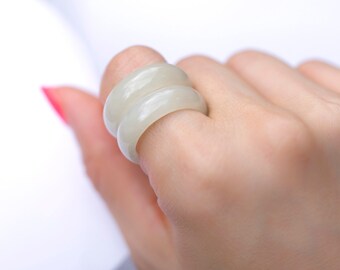 Korean jade ring, natural nephrite rings korean hanbok rings, white jade ring ,naschenka, authentic nephrite rings, korean wedding ring