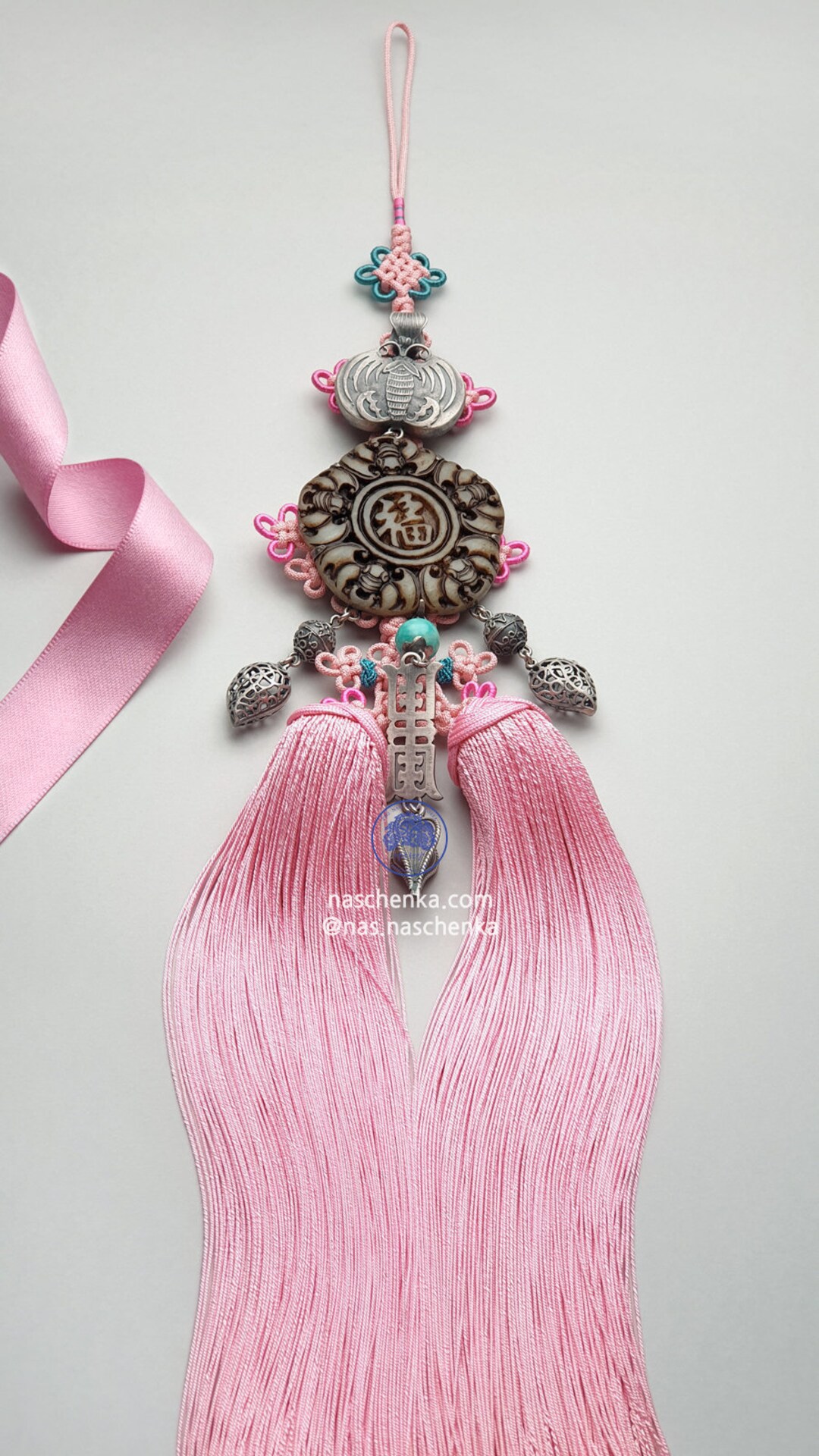 Korea Norigae (노리개) Silk 노리개 LIMITED Pink Silk & Silversmith